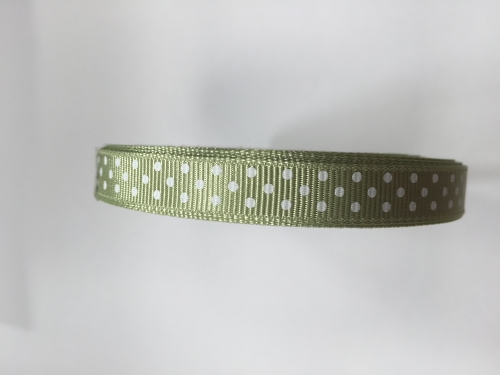 Sage Green 10mm x 12m Spotted Ribbon