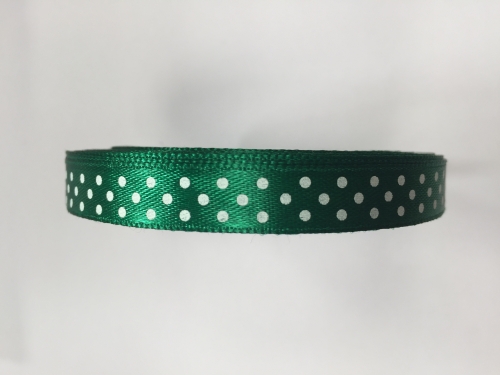 Deep Green 10mm x 12m Spotted Ribbon